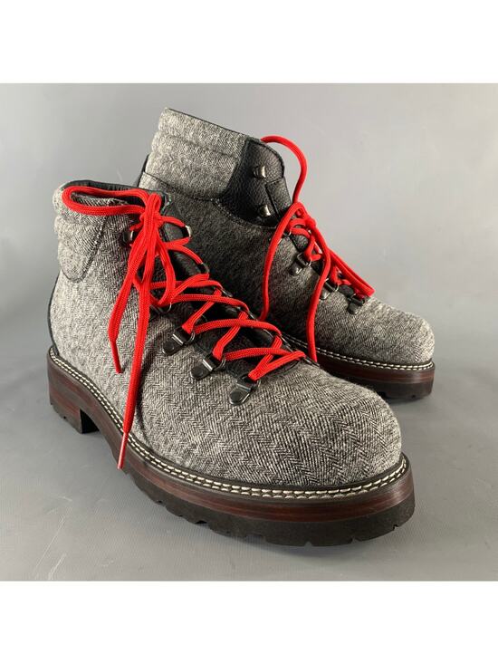 MONTELLIANA Size 12 Grey Black Tweed Wool Ankle Boots